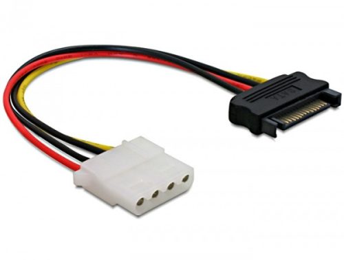 Delock 15 tűs SATA (apa) - 4 tűs Molex (anya) 12 cm-es hálózati adapter