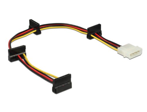 Delock Molex-tápkábel 4 tus csatlakozódugóval > 4 x 15 tus SATA-csatlakozóhüvely, 40 cm