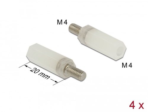 Delock Távtartó M4 - M4, hatszögletű, belső menetes / külső menetes, 20 mm-es, természetes szinű 4 d