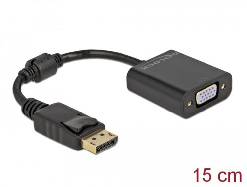 Delock Adapter DisplayPort 1.2-dugós csatlakozó-VGA-csatlakozóhüvely passzív fekete