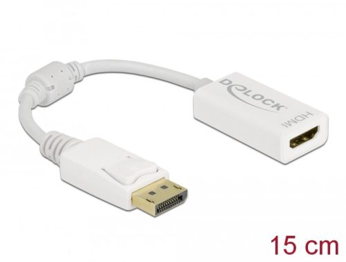 Delock Adapter DisplayPort 1.1-dugós csatlakozó-HDMI-csatlakozóhüvely passzív fehér