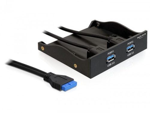 Delock USB 3.0 elülső panel, 2-portos, belső 19 Pin USB 3.0 pin fejes