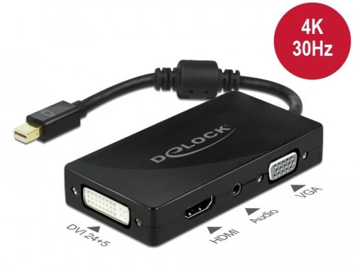 Delock Mini DisplayPort 1.2 adapter - VGA / HDMI / DVI / audio anya 4K passzív fekete