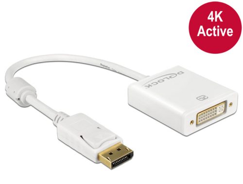 Delock Adapter Displayport 1.2-dugós csatlakozó > DVI-csatlakozóhüvely 4K aktív, fehér