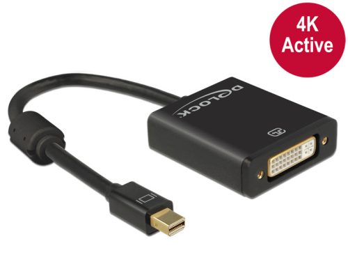 Delock Adapter mini Displayport 1.2-dugós csatlakozó > DVI-csatlakozóhüvely 4K aktív, fekete