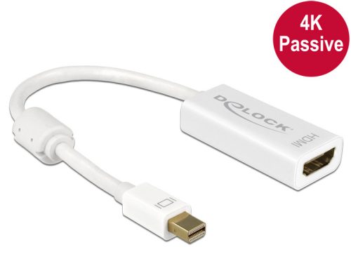 Delock Adapter mini Displayport 1.2-dugós csatlakozó > HDMI-csatlakozóhüvely 4K passzív, 20cm, fehér