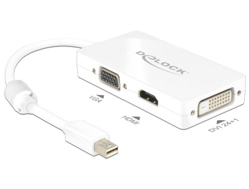 Delock Adapter mini Displayport 1.1-dugós csatlakozó > VGA / HDMI / DVI passzív fehér