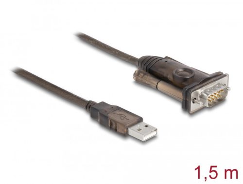 Delock Adapter A-típusú USB 2.0 - 1 x soros RS-232 D-Sub 9 tűs apa csavarokkal 1,5 m