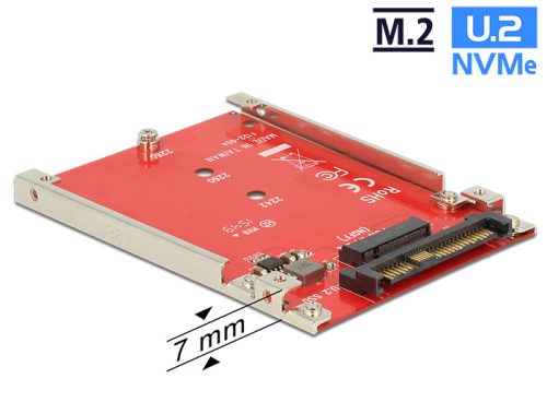 Delock 2.5  átalakító U.2 SFF-8639 > M.2 NVMe M aljzat - 7 mm