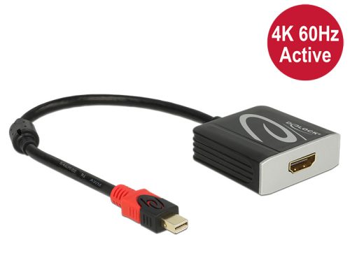 Delock Adapter mini Displayport 1.2-dugós csatlakozó > HDMI-csatlakozóhüvely 4K 60 Hz aktív