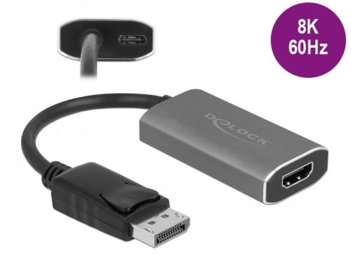 Delock Aktív DisplayPort 1.4 - HDMI adapter 8K HDR funkcióval