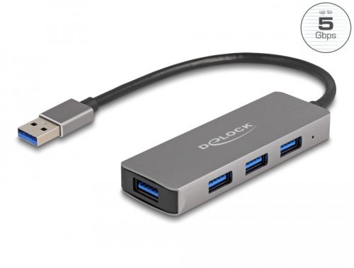 Delock 4 portos USB 3.2 Gen 1 hub USB Type-A csatlakozóval   USB Type-A portok az oldalán