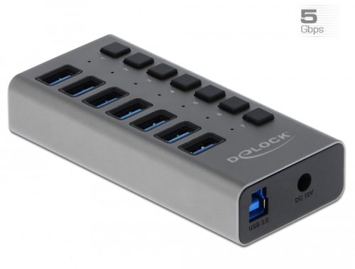 Delock Külső SuperSpeed USB hub 7 bemenettel és kapcsolóval