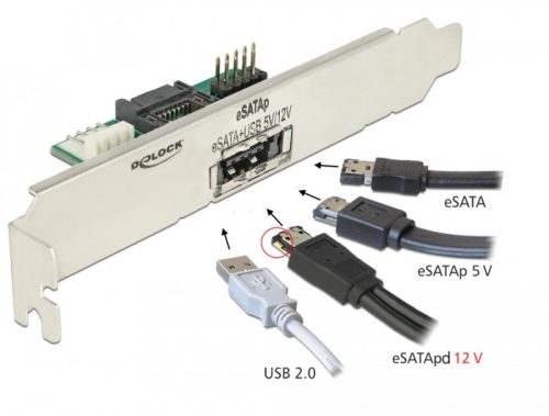 Delock Hátlapi lemez 1 x eSATApd 5 V / 12 V csatlakozóval