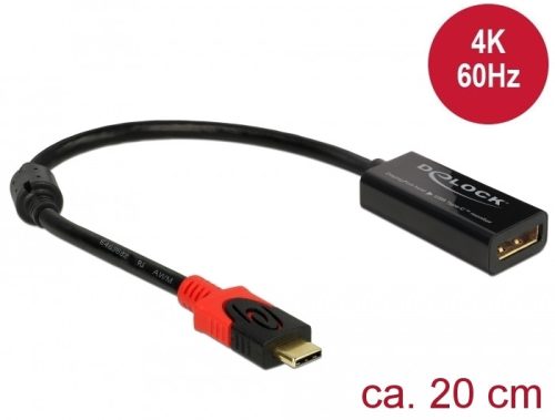 Delock DisplayPort átalakító USB Type-C  kijelzohöz 4K 60 Hz