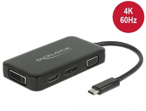 Delock USB Type-C átalakító egy VGA, HDMI, DVI vagy DisplayPort kijelzohöz