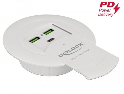 Delock USB Type-C tölto PD 85 W + Qualcomm Quick Charge 3.0 asztali rögzítésre