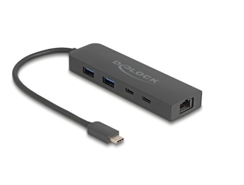 Delock 10 Gbps USB hub 2,5 Gigabit LAN porttal és PD 85 Watt