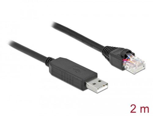 Delock Soros kapcsolati kábel FTDI chipszettel, USB 2.0 A-típusú apa - RS-232 RJ45 apa, 2 m hosszú,