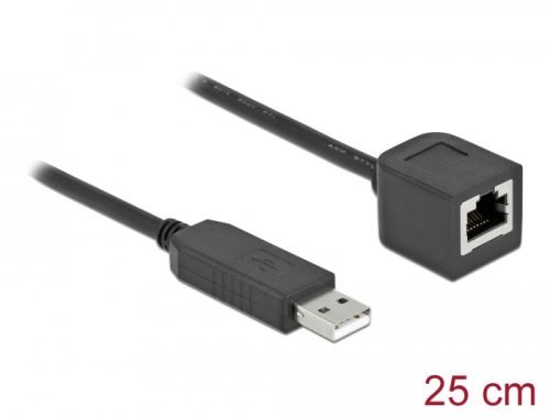 Delock Soros kapcsolati kábel FTDI chipszettel, USB 2.0 A-típusú apa - RS-232 RJ45 anya, 25 cm hossz