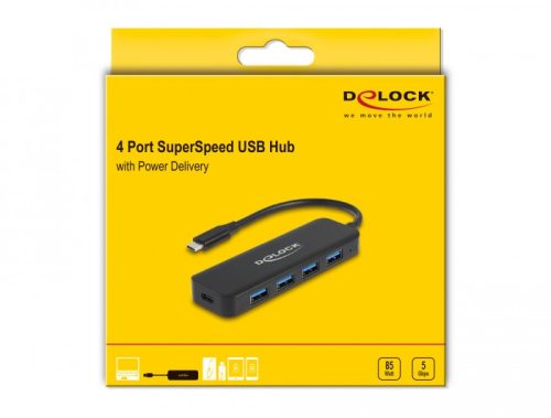 Delock USB Type-C  Hub 4 Port USB 3.2 Gen 1 Power Delivery-vel 85 Watt