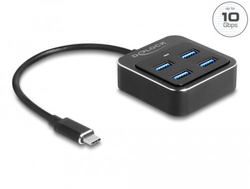 Delock USB 3.2 Gen 2 USB Type-C hub 4 x USB Type-A csatlakozóaljzattal   10 Gbps