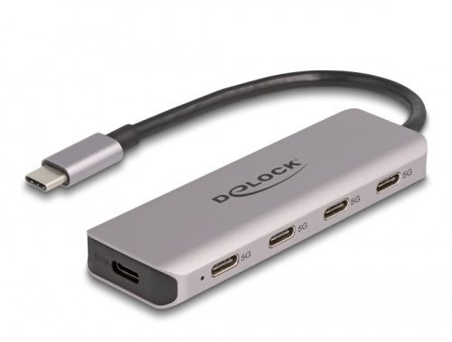 Delock USB 5 Gbps Tetején 4 USB porttal rendelkező USB Type-C  hub USB Type-C  csatlakoztatóval