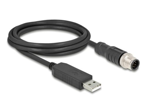 Delock M12 Soros csatlakozású kábel FTDI chip készlettel, A-típusú USB 2.0 apa - M12 RS-232 apa A-kódolású 8 tűs 1,8 m f