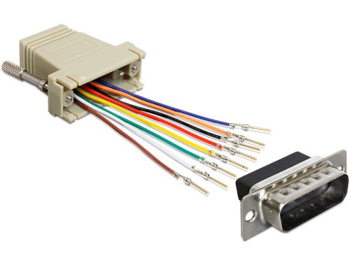 Delock adapter Sub-D 15 Pin apa > RJ45 anya, szerelő készlet