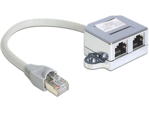 Delock RJ45 Port duplázó 1 RJ45 dugó > 2 RJ45 jack (1x Ethernet, 1x ISDN)