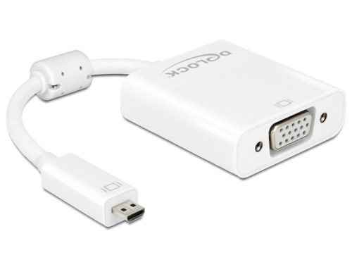 Delock Adapter HDMI Micro-D dugó > VGA hüvely audióval fehér