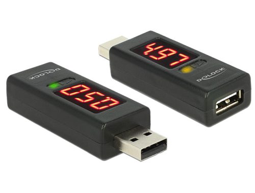 Delock USB 2.0 A dugó > A hüvely átalakító LED-es Volt és Amper kijelzővel