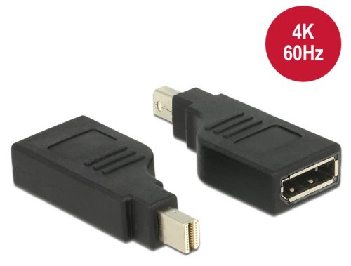 Delock Adapter, mini Displayport 1.2-es csatlakozódugó > Displayport-csatlakozóhüvely, 4K, 90 fokban