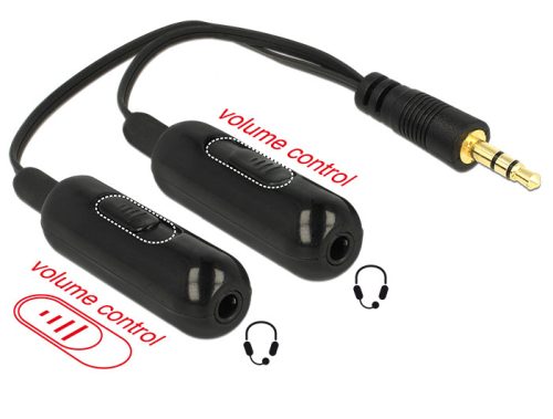 Delock Adapter Kábel audio splitter stereo jack apa 3.5 mm 3 pin > 2 x stereo jack anya 3.5 mm