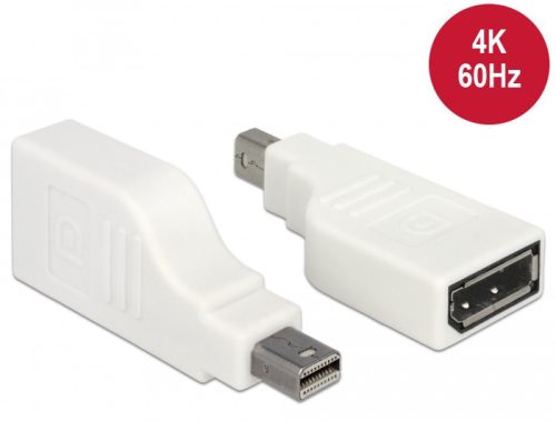 Delock Adapter, mini Displayport 1.2-es csatlakozódugó > Displayport-csatlakozóhüvely, 4K, 90 fokban