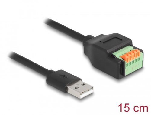 Delock A-típusú USB 2.0 kábel apa - terminal block adapter lenyomó gombbal 15 cm