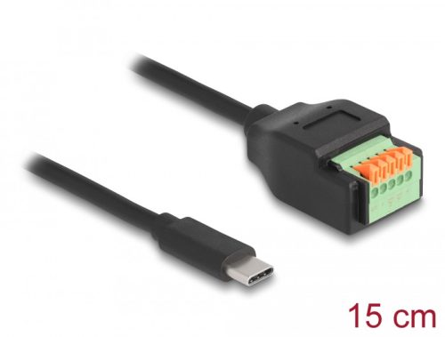 Delock ?USB Type-C 2.0 kábel apa - terminal block adapter lenyomó gombbal 15 cm