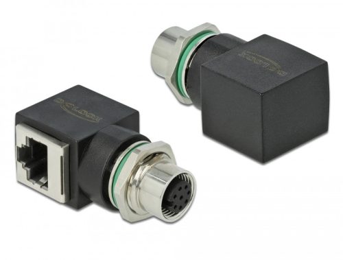 Delock Hálózati adapter M12 8 tűs A-kódolt anya - RJ45 anya