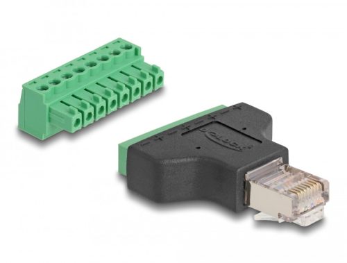 Delock Adapter RJ45 dugó > 8 tűs csatlakozóblokk, 2 rész 3,81 mm