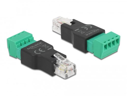 Delock adapter RJ11/14 apa csatlakozó a 4 tűs 2-részes terminálblokkhoz