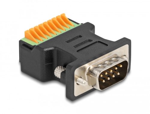 Delock D-Sub 9 apa - Terminal block adapter nyomógombbal