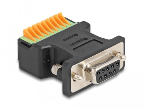 Delock D-Sub 9 anya - Terminal block adapter nyomógombbal