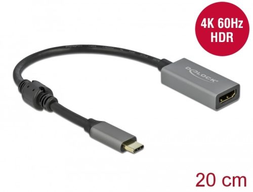 Delock Aktív USB Type-C  - HDMI átalakító (DP Alt Mode) 4K 60 Hz (HDR)