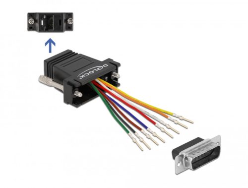 Delock Fekete D-Sub 15-tűs apa  RJ45 anya összekötő adapter