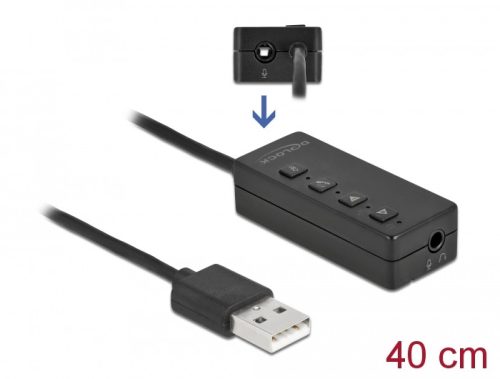 Delock USB fejhallgató és mikrofon adapter 2 x 3,5 mm-es sztereo jackkel Windows és Mac