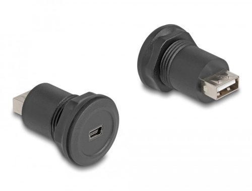 Delock USB 2.0 Mini-B-típusú   USB 2.0 A-típusú beépített csatlakozóval fekete