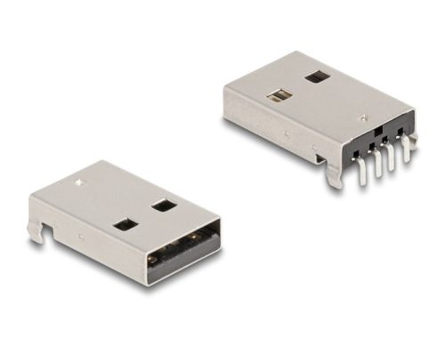 Delock USB 2.0 A-típusú anya 4 tűs THT csatlakozó átmenő furatú szereléshez 90 -ban hajlított 10 db.