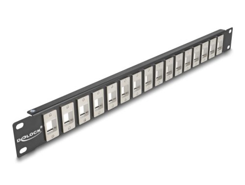 Delock 19  16 portos fekete Keystone Patch Panel 1U