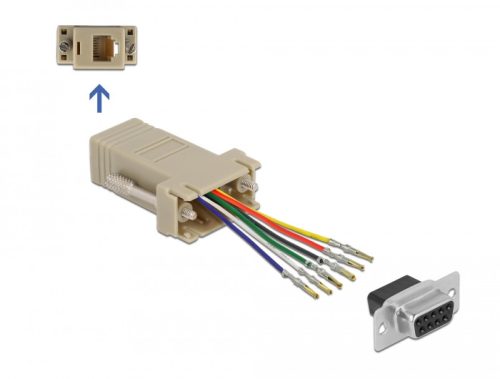 Delock D-Sub 9-tűs anya   RJ12 6P/6C anya összekötő adapter