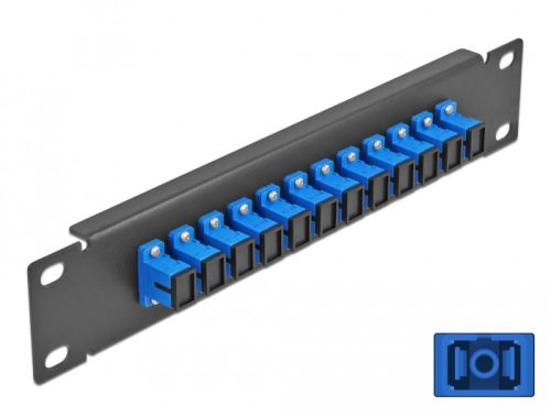 Delock 10  üvegszálas patch panel 12 portos SC Simplex kék 1U fekete